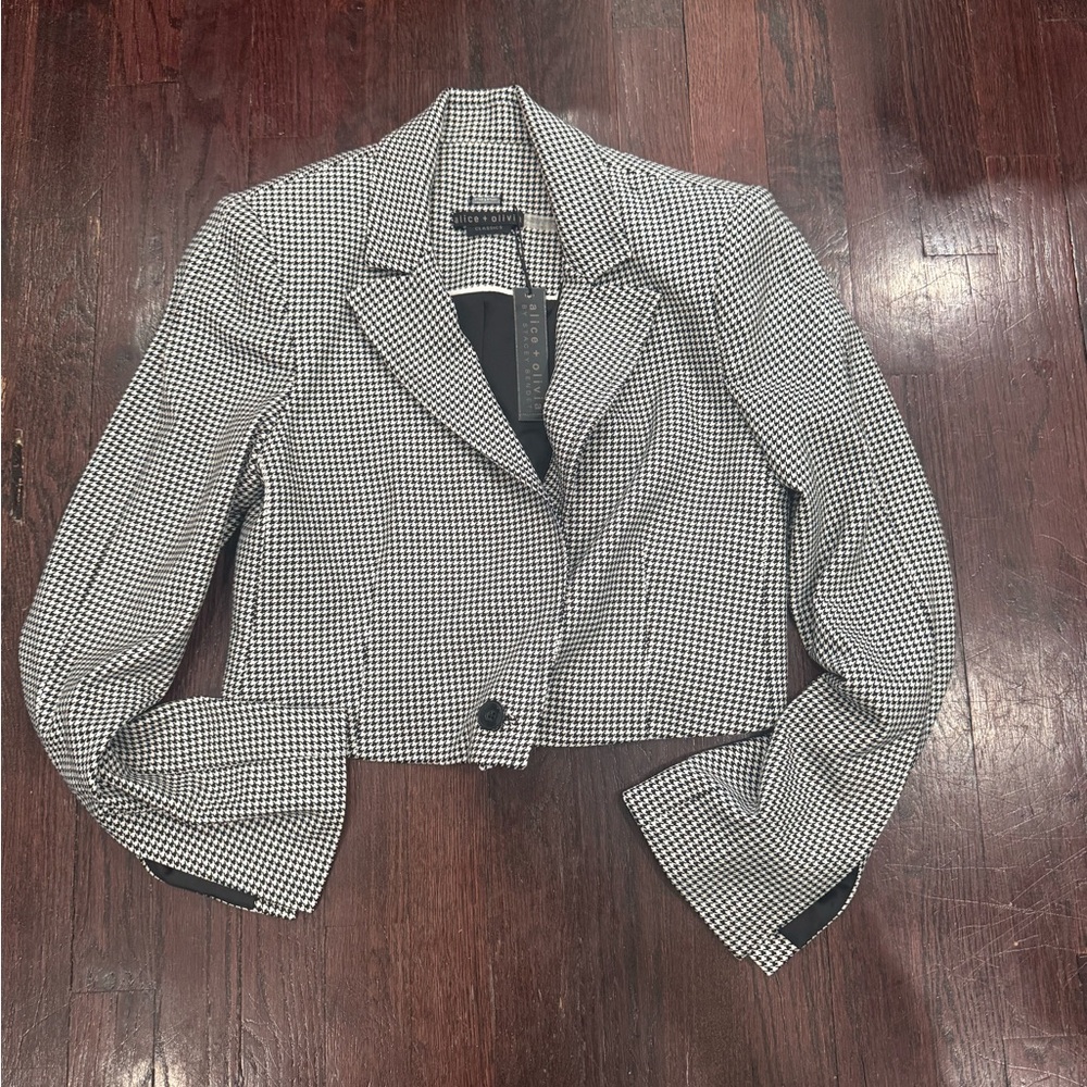 Alice and Olivia Houndstooth crop jacket